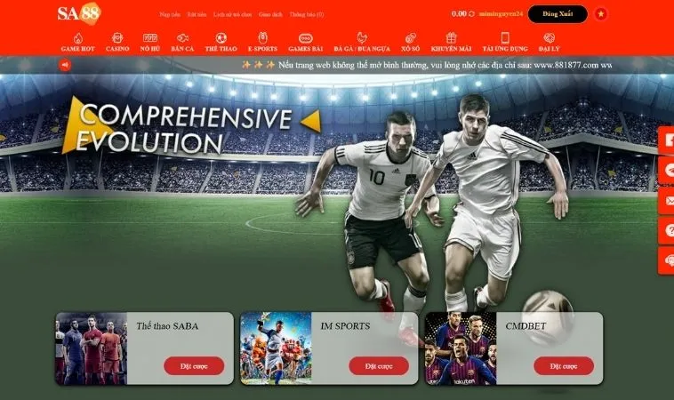 Thể Thao Tại SA88 Kịch Tính Đỉnh Cao Với Kèo Cược Hấp Dẫn 1 Sảnh Thể thao tại SA88 thiết kế giao diện đẹp, chuyên nghiệp
